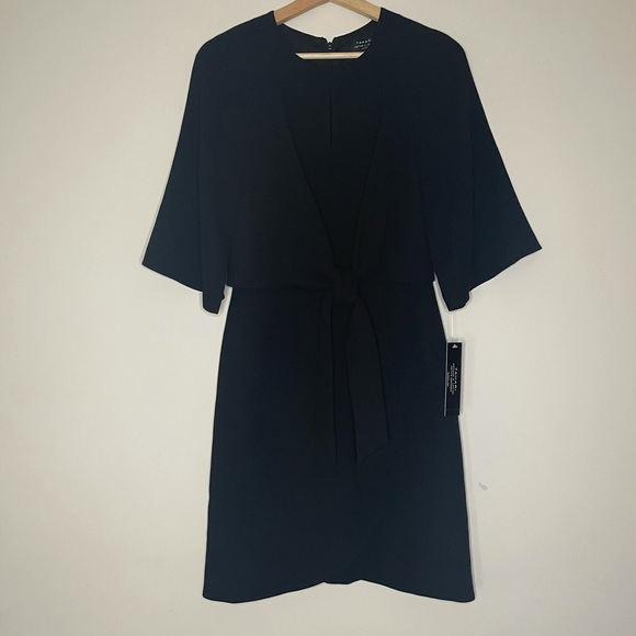 Tahari Tie Front Crepe Dress - Picture 7 of 12